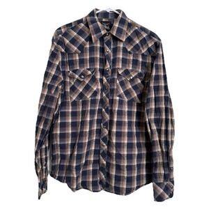 Dragonfly‎ Snap Western Shirt Mens Size Large Plaid Long Sleeve Rodeo Pockets